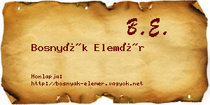 Bosnyák Elemér névjegykártya