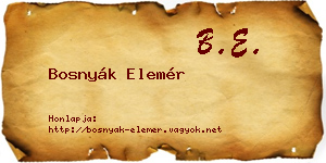 Bosnyák Elemér névjegykártya